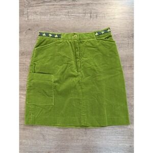 Vintage Lilly Pulitzer Green Corduroy Skirt Frog Trim 3 Pockets Y2K 26" Waist